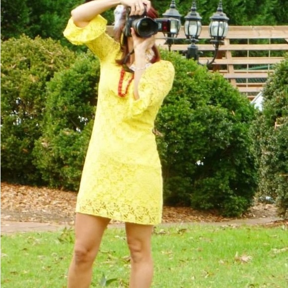 EUC. Beautiful fun yellow lace Kelly & Diane dress. Perfect spring dress. - Picture 8 of 8